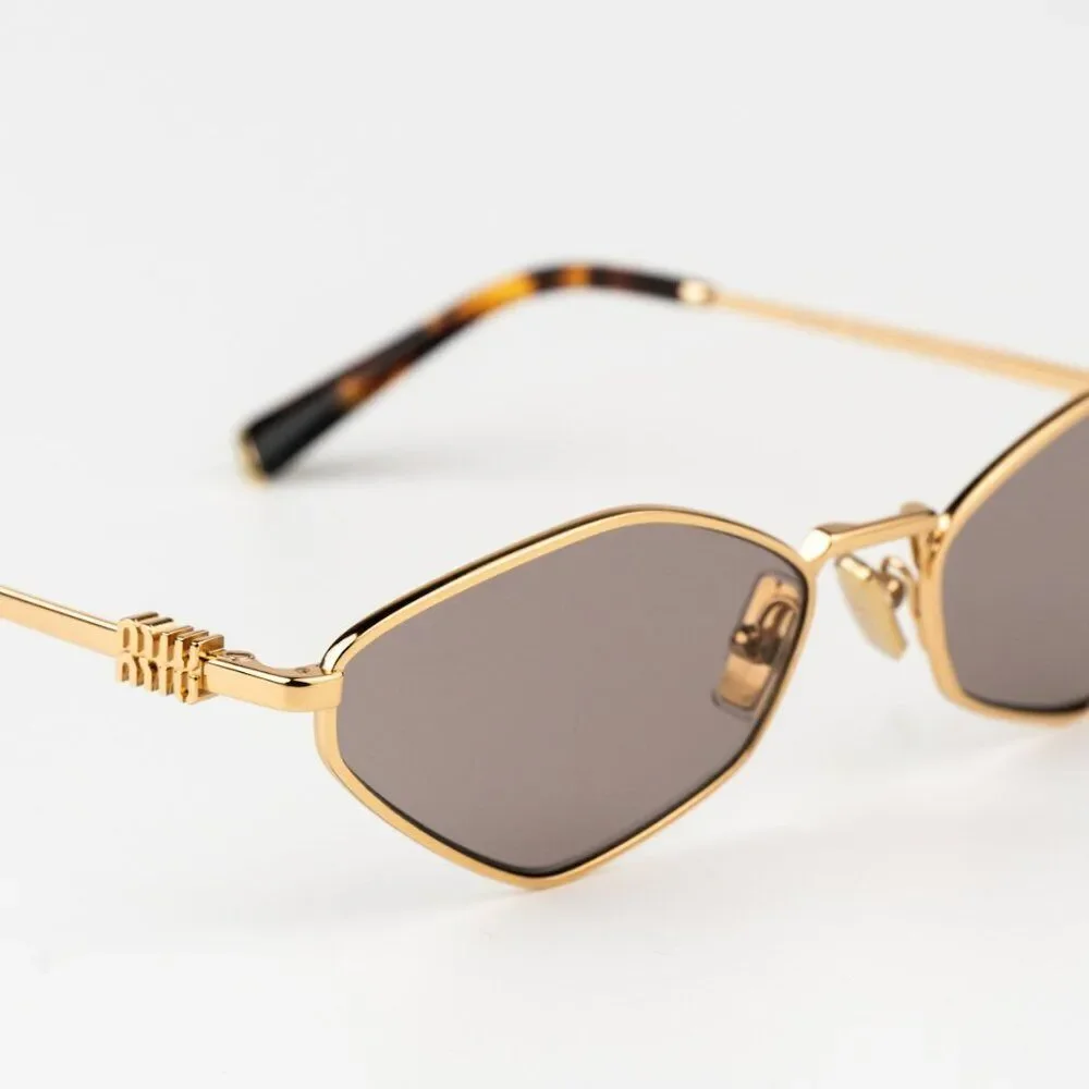 NEW Miu Miu MU56ZS 5AK20I REGARD Gold Light Purple Geometric Unisex Sunglasses